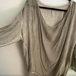 Free People Slouchy Lightweight Oversized Drape Top Gray Size L